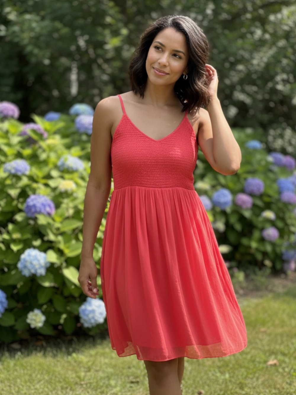 Rebecca Taylor salmon crepe spaghetti strap dress 4